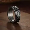 Anel Exclusivo Transfronteiriço 8mm Padrão Martelado Retrô para Mulheres Estilo Punk Ins Anel Vintage de Aço Titânio Masculino Dropshipping