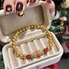 Puzuo Gold Shop Mesmo Estilo Vietnã Areia Ouro Imitação Verde Pinho Libélula Olho Transferência Pulseira Contas Nova Pulseira Duobao Chinesa para Mulheres