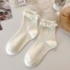 Calcetines blancos de orejitas pequeñas tridimensionales personalizados para mujer, calcetines dulces japoneses de encaje con lazo, calcetines versátiles de lunares para mujer de primavera y verano