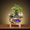 Decoração Criativa de Água Corrente Sala de Estar Mesa de Escritório Peixe de Vidro da Sorte Aquário Circulante Presente Chinês de Inauguração
