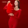 Conjunto de Lencería para Hombres y Mujeres de su Año Zodiacal, Cálido y Térmico, Buena Suerte en el Año del Caballo, Conjunto de Ropa Interior Térmica Roja para Bodas para Mujeres