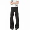 Jeans de mezclilla negra bordados de estilo retro americano, de cuatro líneas, ancho estrecho, para hombre, corte holgado, estilo limpio, ligeramente acampanados, pierna curva, pierna recta