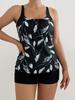 Traje de Baño Dividido de Talla Grande para Comercio Exterior 2025 Aliexpress Europeo y Americano Amazon Sexy Mujer Gorda Bóxer Estampado Retro