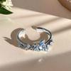 Anillo Abierto de Mariposa con Gota de Aceite de Esmalte Azul, Lujo Accesible, Alta Gama, Súper de Hadas, Anillo Blanco Brillante para Mujer