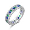 Anillo de plata esterlina s925 con explosivos transfronterizos, diseño femenino, nicho de moda, lujo, versión amplia, anillo de circonita de color, venta al por mayor