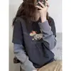 Camiseta de manga larga con bloques de color, que realza los hombros, de aspecto de dos piezas, de terciopelo alemán para mujer, moderna y elegante, capa base de forro polar cepillado engrosado para otoño