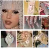 2026 Novos Acessórios para Nail Art com Strass Mistos de Sete Compartimentos Urso Aurora Famoso na Internet Decorações de Strass Renda de Fada Saia Franzida