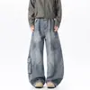 Jeans de Trabajo de Silueta Desconstruida Retro Americano para Hombre, Diseño de Tendencia con Estilo High Street, Pantalones Holgados de Pierna Ancha Scimitar
