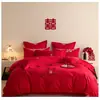 Juego de ropa de cama para boda, juego de cuatro piezas, nuevo estilo 2026 sábana y funda de edredón, rojo para recién casados, para la habitación nupcial