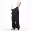 Pantalones de Paracaidista de Estilo Americano Retro Verde Militar para Hombre Verano Diseño Arrugado Sentido Pierna Ancha Suelto Recto Casual