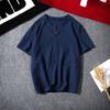 Camiseta masculina de manga curta de linho japonesa de verão, tamanho grande, algodão e linho, meia manga, camiseta fina masculina, atacado