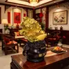 Cuenco de la Fortuna Dorado con Adorno de Repollo que Atrae la Riqueza, Regalo para Atraer la Riqueza para Apertura de Tienda, Artesanía Decorativa para Recepción de Empresa