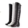 Botas altas hasta la rodilla de cuero PU de talla grande que aumentan la altura, botas largas, botas de mujer de talla grande de comercio exterior, tallas 40-47, blanco y negro, estilo clásico de comercio exterior
