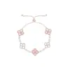 Pulsera Nueva de Trébol de Cuatro Hojas Rosa 2026 para Mujer, Exquisita, Dulce, Fresca, Versátil, de Gama Alta, Popular en Xiaohongshu