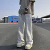 Pantalones Deportivos de Baloncesto Grises para Primavera y Otoño Estilo Hong Kong para Hombre Pierna Recta Marca de Tendencia Pierna Ancha Holgada Casual Micro Acampanados Pantalones Largos
