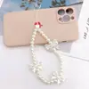 Novo Estilo Ins Corrente de Pérolas para Celular com Laço Lanyard para Meninas, Corrente de Pendurar Miçangas para Pulso, Corrente Portátil Anti-Perda para Mulheres