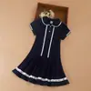 Vestido para Meninas 2026 Verão Novo Estilo Saia com Barra para Crianças Maiores, Vestido Estilo College, Doce Vestido de Princesa, Vestido da Moda de Manga Curta