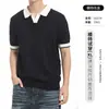 Camisa Polo de Tricô Masculina com Decote V Estilo Old Money Camiseta Masculina Casual de Verão com Gola Lapela Manga Curta Top Masculino