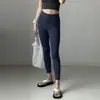 Pantalones de Yoga Finos de Verano para Mujer, Cintura Alta, Levanta Glúteos, Seda de Hielo, Frescos y Adelgazantes, Adecuados para Correr y Fitness, Largo de Nueve Puntos