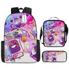 Mochila de desenho animado transfronteiriça bolso monstro do tesouro elfo do sonho bebê mochila conjunto de três peças para alunos do ensino fundamental e médio