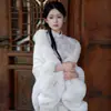 Estilo República de China Capa Chal de Felpa Blanca Imitación Piel Chaqueta para Mujer con Cheongsam Otoño e Invierno Elegante Tejido