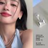 Aretes de perlas con aguja 925 para mujer, colgantes en la parte trasera, estilo ins, nuevo estilo caliente, modernos, lisos, circulares, nicho, aros para la oreja, venta al por mayor