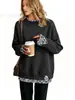 Sudadera gruesa de manga larga con bloques de color para mujer de Amazon, serie con stock a largo plazo, superventas de otoño/invierno, estilo casual para parejas