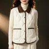 Chaleco Ligero de Algodón Estilo Nuevo 2026 para Mujer, Chaleco Corto sin Cuello Otoño e Invierno, Chaqueta Redonda Talla Grande