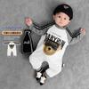 Macacão Bebê Tendência Manga Longa Primavera e Outono Novo Estilo para Meninos, Roupa para Passeio de Lua de Mel, 100 Dias, Primeiro Aniversário, Engatinhar