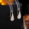 Pendientes de plata S925 con diamantes de lujo, superventas, con juego de cobre y circonitas, con forma de anzuelo, para mujer, exquisitos pendientes curvos de alta calidad.