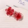Verano hielo a través de color degradado de lámina dorada camelia rosa parche de resina pendientes DIY tocado material para mujer al por mayor