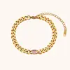 Bestseller Transfronteiriço Europeu e Americano Aço Titânio Zircônia Luxo Leve Toque de Alto Padrão Joia Aço Inoxidável Banhado Ouro 18K Rosa Empilhável Pulseira
