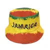 Chapéu de pescador com estampa digital transfronteiriça para homens e mulheres, chapéu bucket com proteção solar da bandeira da Jamaica, chapéu da moda hip-hop dupla face