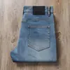 Jeans Masculino Europeu Outono e Inverno Slim Reto Lavado Desbotado Moda Luxo Leve Cintura Média Stretch Calças Casuais