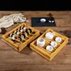Plato de Sashimi de Salmón, Cubo de Sushi con Textura de Madera, Plato de Mesa, Cocina Japonesa y Coreana, Plato con Hielo, Sashimi de Pescado Crudo, Utensilios de Comedor