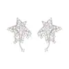 Pendientes de Estrella de Circonita Estilo Lujo Ligero Aguja de Plata, Pendientes Versátiles de Moda y Exquisitos para el Trabajo Diario, Pendientes Elegantes de Nicho de Gama Alta
