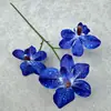 Flor de Simulação 3 Cabeças Orquídea Casamento Decoração de Casa Ornamento de Flor Artificial Multicolorido Opcional Acessórios de Material Floral Ornamento de Arranjo Floral