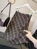 Falda de Lana a Cuadros Retro para Mujer, Nueva Otoño 2026, Cintura Alta Adelgazante con Encaje, Falda Midi Casual de Corte A