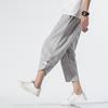 Pantalones de Algodón y Lino Tipo Zanahoria para Hombre Verano 2024 Nuevo Chinoiserie Chinoiserie de Moda Bordados Casuales 7 Pantalones Tres Cuartos Pantalones para Hombre