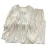 Pijama Estilo Princesa para Mulheres, Primavera/Outono, Bojos Finos Embutidos, Renda de Algodão Nuvem, Conjunto de Roupa de Casa com Blusa de Manga Longa e Calça Longa