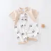 Mameluco de Bebé Verano Manga Corta Una Pieza Clase A Transpirable Algodón Cuello Redondo Ropa Acondicionada para Niñas Pequeñas