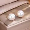 Pendientes de Botón Estilo Europeo Copo de Nieve Circonita Perla Pendiente Sin Níquel Pendiente de Circonita Estilo Coreano Novia Accesorios para Vestido de Boda Mujeres