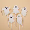 Decoración de Pastel de Halloween Arcilla Suave Figura Linda de Fantasma Ojos Chistosos Perlas de Azúcar Velas de Halloween Toppers Inserts