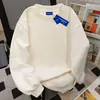 Sudadera de Color Puro con Cuello Redondo Estilo Perezoso de Nicho para Mujer Otoño e Invierno Nuevo Top Básico Deportivo Casual de Nicho Simple