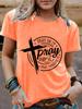 Amazon Camiseta de manga corta con cuello redondo y patrón de eslogan de verano para mujer europea y americana, casual, de moda, comercio exterior, explosiones transfronterizas, ropa de mujer