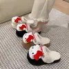 Lindas pantuflas de gato esponjosas para mujer, cómodas pantuflas de algodón para usar al aire libre, con diseño de caricatura, adecuadas para uso en casa, nuevo estilo de invierno con suelas gruesas