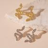 Aretes Personalizados del Año del Serpiente de Zirconia con Forma de Serpiente, Electrochapado en Oro Real, Estilo Simple y de Nicho, Aretes Zodiacales de Alta Gama para Mujer