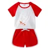 Traje infantil 2023 verão novo roupas infantis bebê hot pants camiseta de manga curta shorts traje casual esportivo de duas peças moda