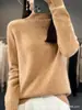 Suéter Básico de Gola Alta para Mulheres, Outono e Inverno Aconchegante Engrossado Slim Fit Tricô 100% Lã