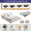 Cama de dormitorio estilo crema abrazando tela de algodón y lino cama dormitorio principal cama de boda cama tapizada suave cama con respaldo suave doble cama grande